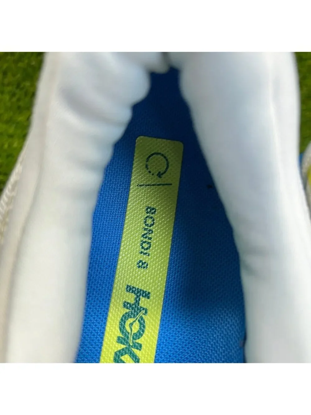 Hoka One One Bondi 8 Mens Size 10.5 White Blue Athletic Running Shoes Sneakers